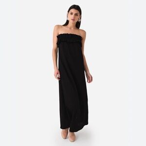 STARK X Let's Party Off-Shoulder Black Maxi Dress with Ruffle Trim